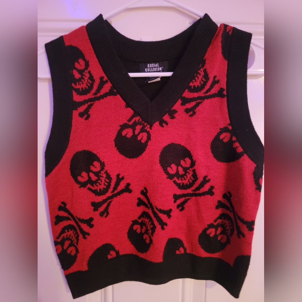 Social Collision Red Skull Vest
